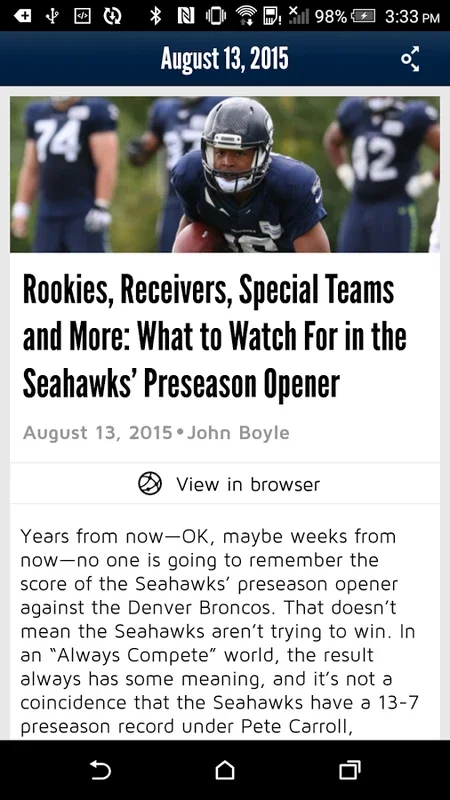 Seahawks for Android: Your All - in - One NFL Fan Experience