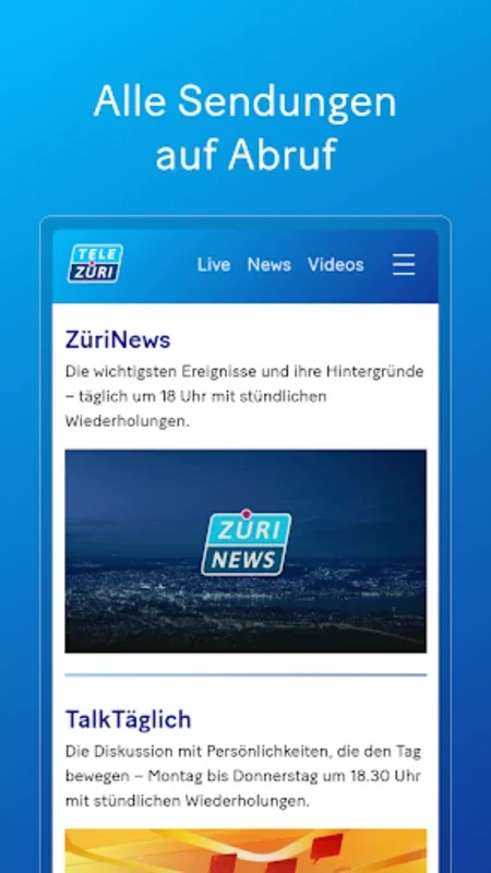 TeleZüri for Android - Comprehensive News & Entertainment