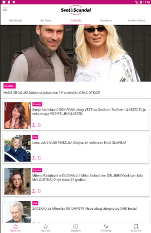 Svet&Scandal for Android: Exclusive Celebrity News