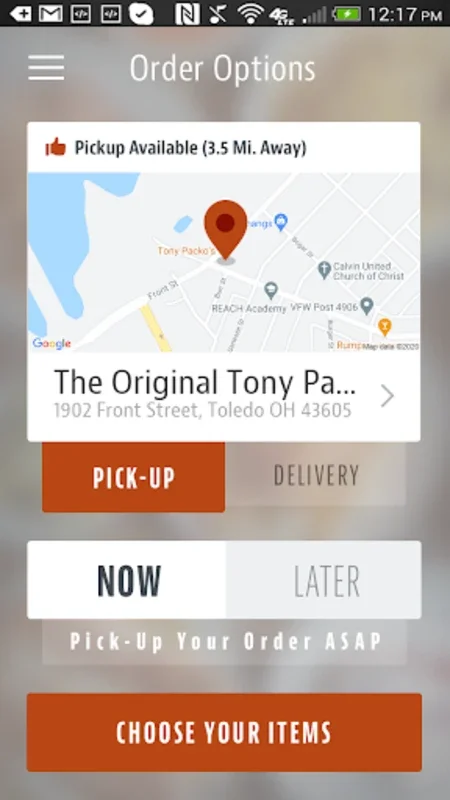 Tony Packo for Android: Customize Meals and Plan Orders