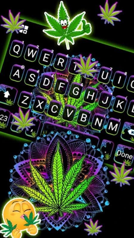 Neon Mandala Weed Keyboard Bac for Android - Customizable Typing