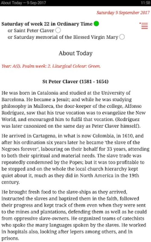 Catholic Calendar from Universalis for Android - No Download Required