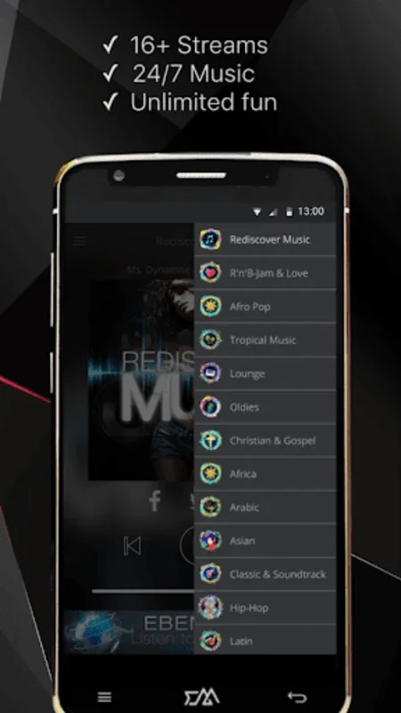 Eben Radio for Android - Enjoy 16 Free Urban Radio Channels