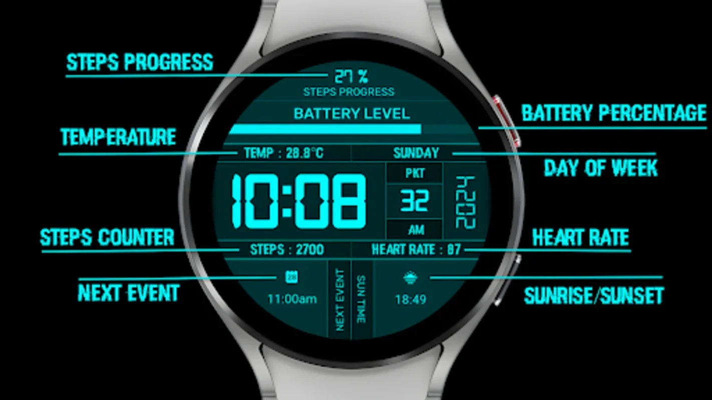 Sci-Fi Digital Watch Face for Android - Futuristic Timekeeping