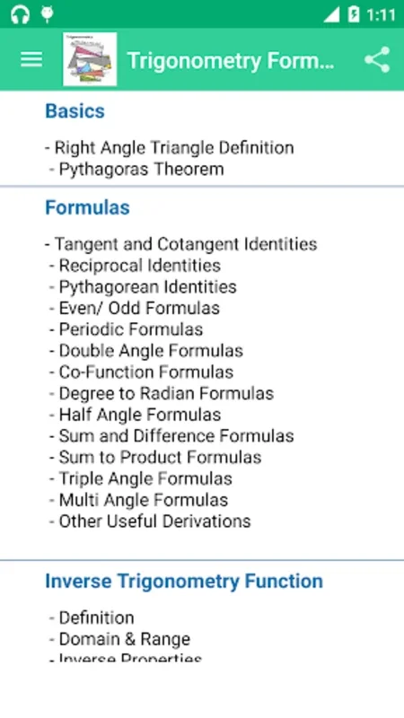 Trigonometry Formula Reference Free for Android - Essential Math Aid