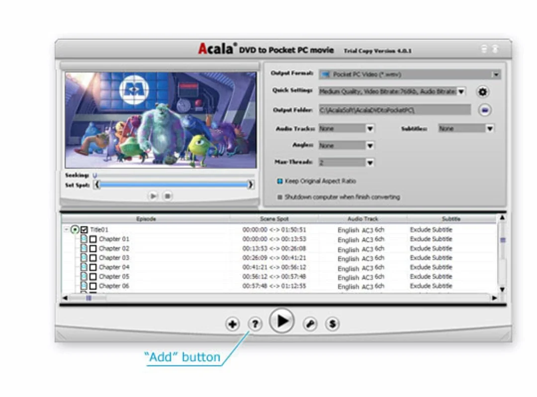 Acala DVD to Pocket PC Movie: Convert DVDs for Windows Devices