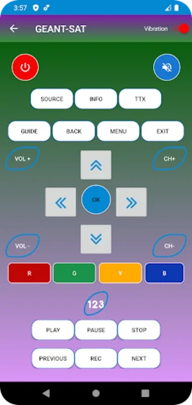 Remote Control for Geant Sat for Android - Streamlined IR Control