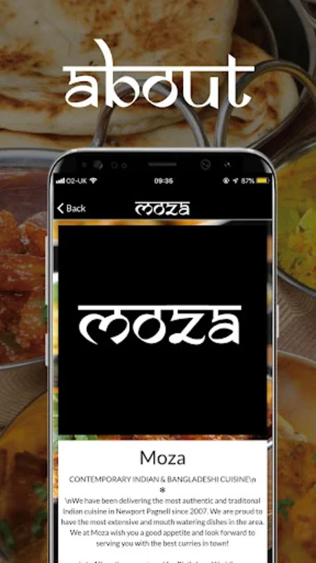 Moza Indian Restaurant for Android - Delicious Cuisine