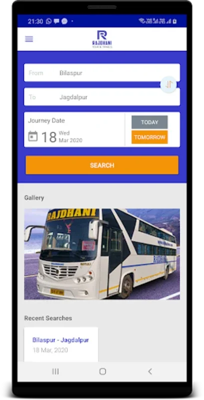 Rajdhani Travels for Android - Seamless Bus Travel