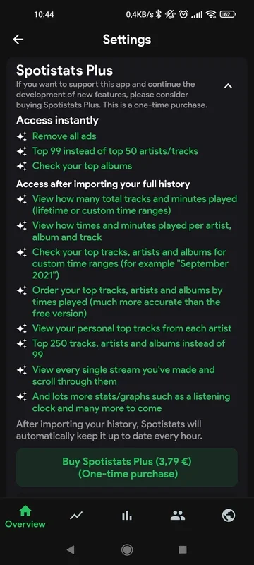 Spotistats for Spotify on Android - Advanced Stats at Your Fingertips