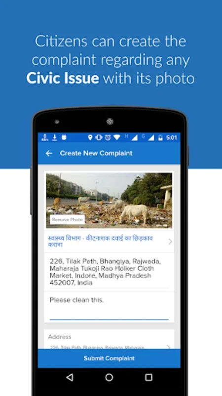 Indore 311 for Android: Report Local Issues Easily