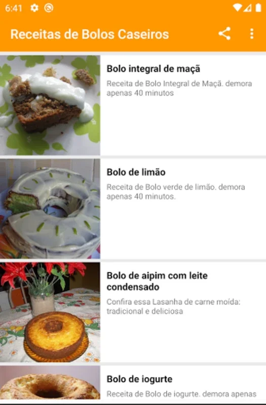 Receitas de Bolos Caseiros for Android: Delicious Homemade Cakes