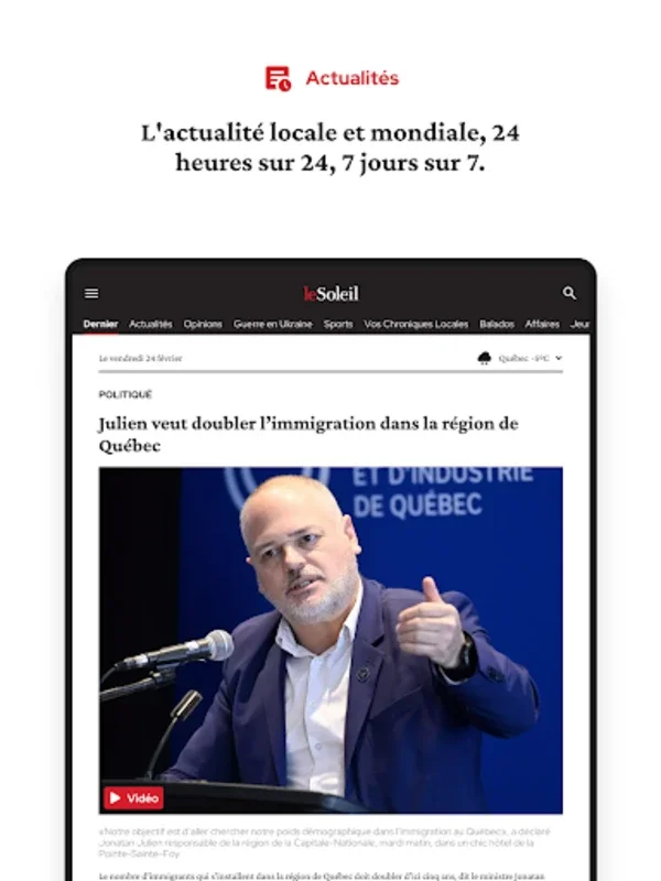 Le Soleil for Android: Personalized News Hub