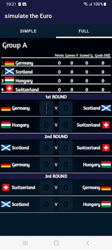 simulate the Euro for Android - Predict Football Champions