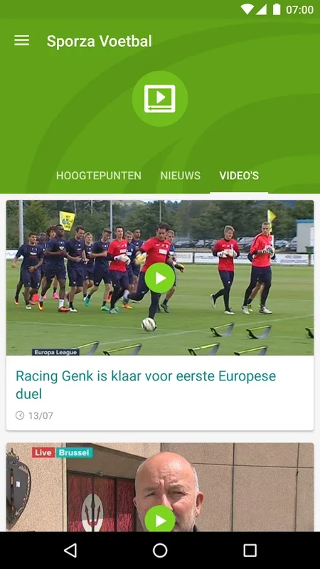 Sporza Voetbal for Android - Unbeatable Football Experience