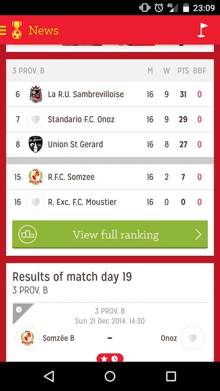 BBF for Android - Follow Belgian Soccer Matches