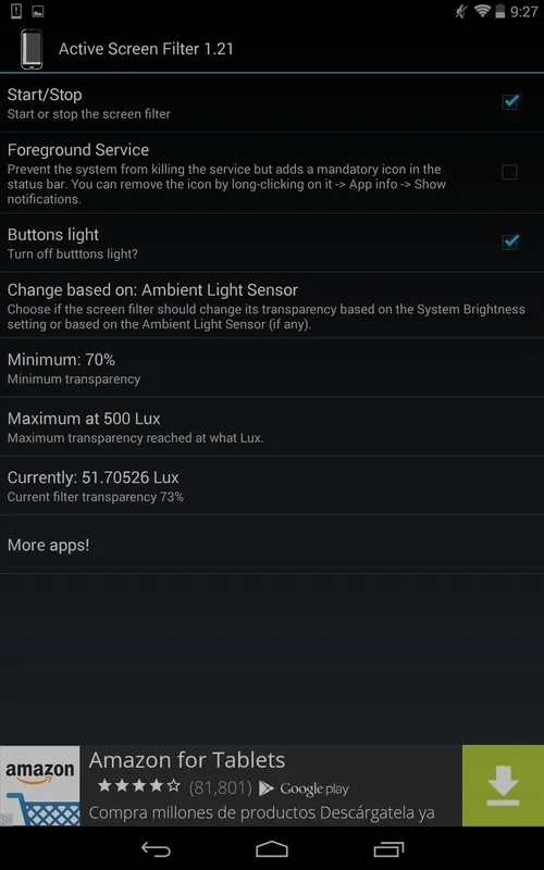 Active Screen Filter for Android - Automatic Brightness Adjustment