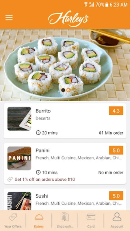 Hurley's for Android - Streamlining Grocery and Dining