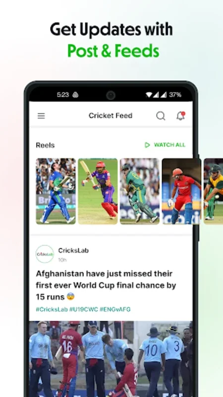 Crickslab: Score & Live stream for Android - Manage Cricket with Live Streaming