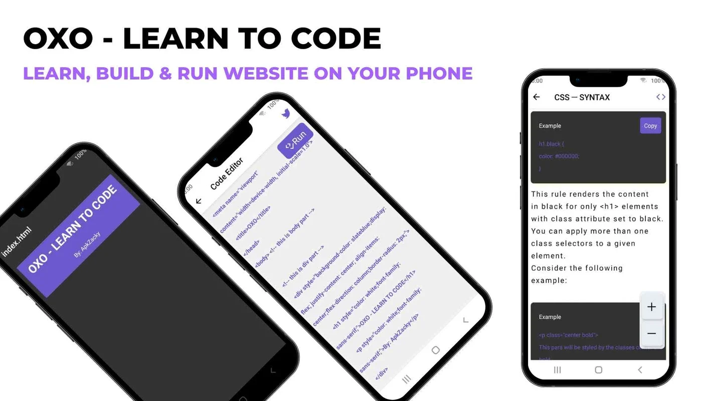 OXO for Android: Learn, Build & Run Websites