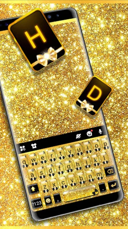 Glitter Golden Bow Theme for Android - Customizable & Smart