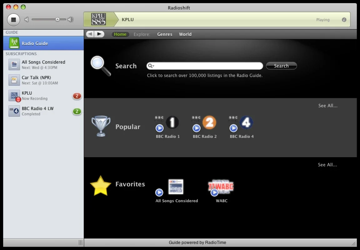 Radioshift for Mac - Access 50,000 Radio Broadcasts