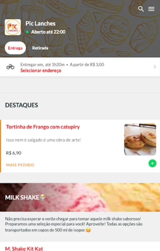 Pic Lanches for Android - Convenient Meal Delivery