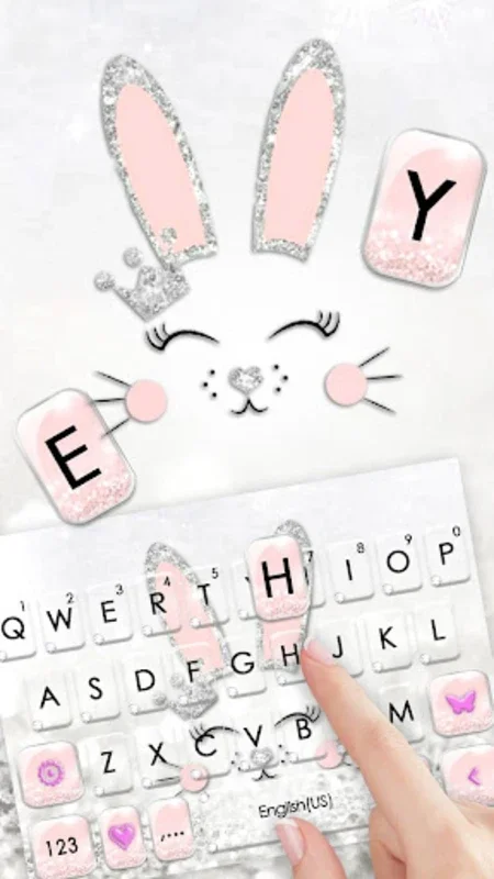 Silver Glitter Bunny Keyboard for Android - Stylish Typing