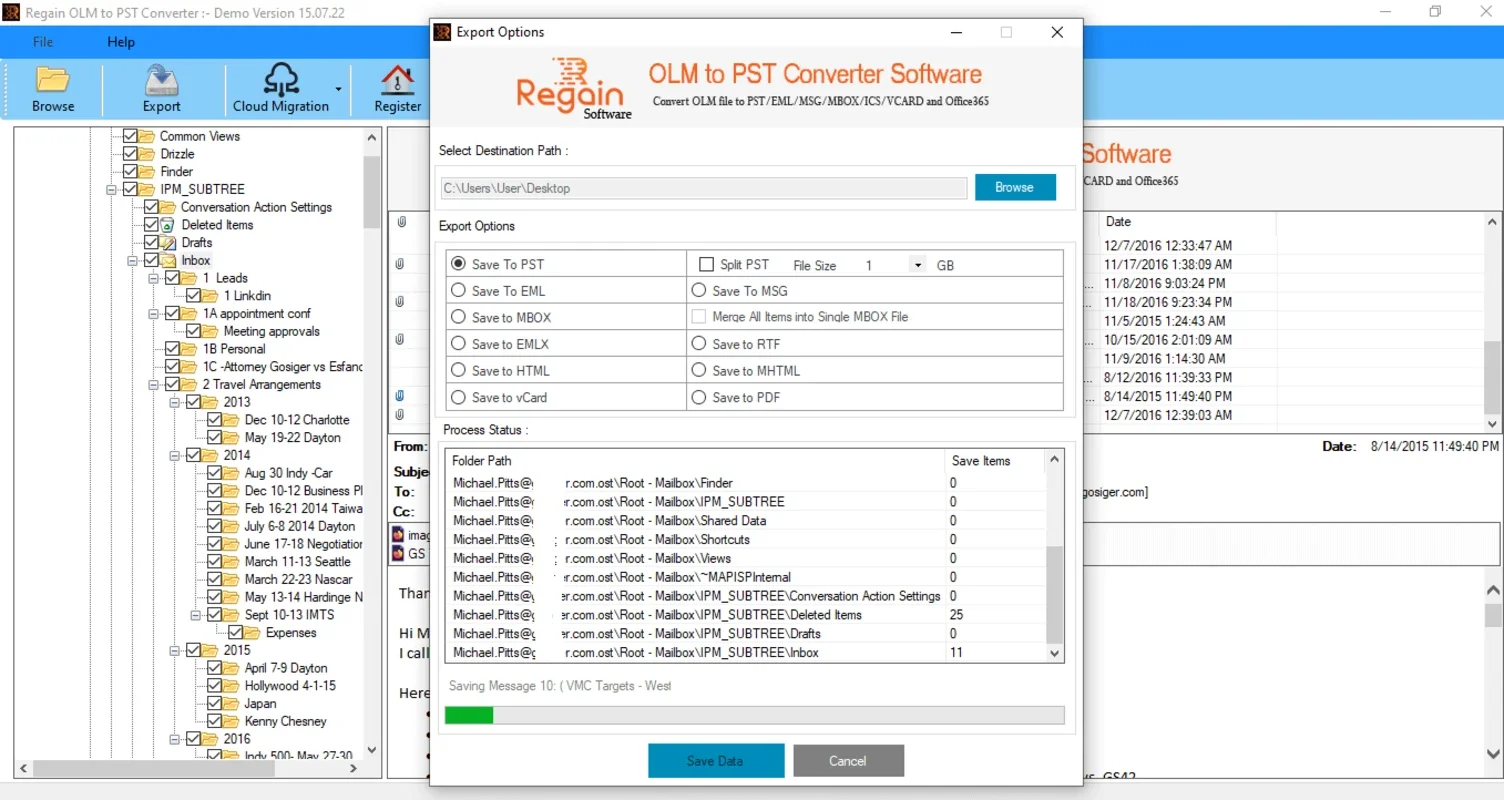 Regain OLM to PST Converter for Windows - Seamless Migration