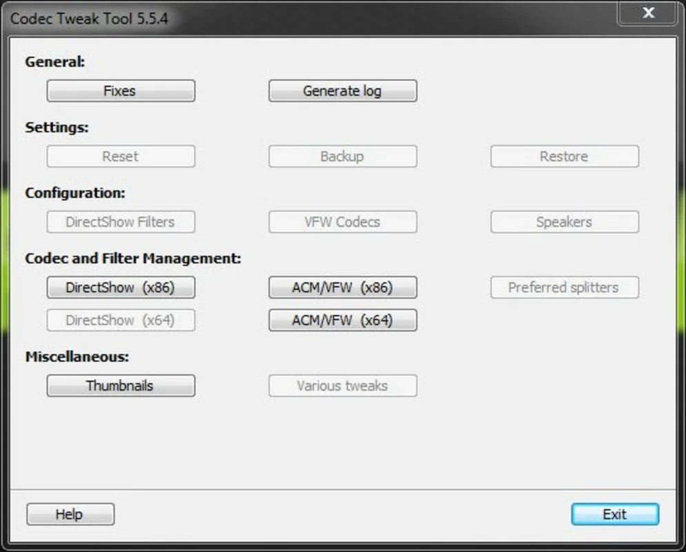 K-Lite Codec Tweak Tool for Windows - Fix Codec Issues