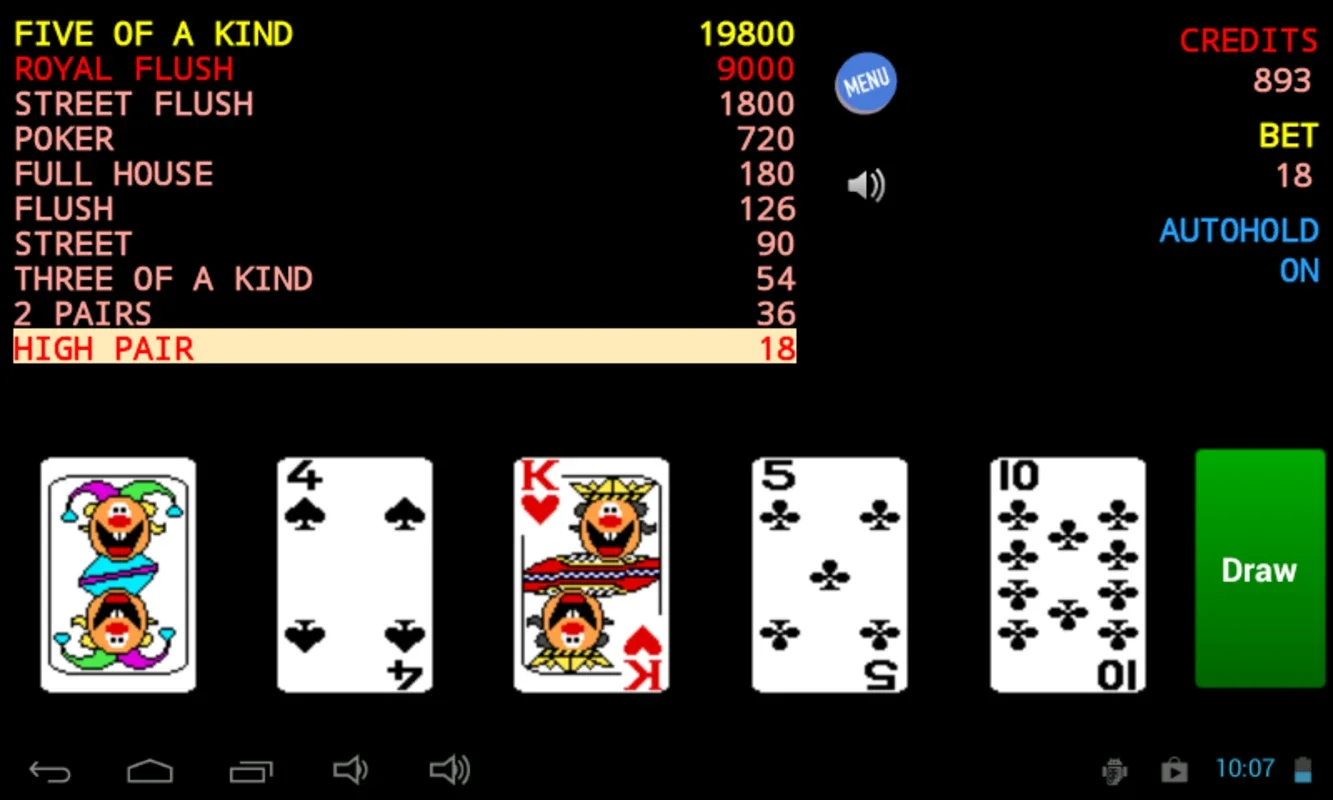 Jolly Card for Android - Vintage Poker with Auto Hold