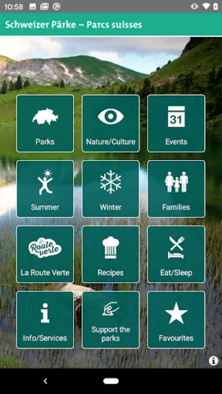 Swiss parks for Android - Explore Beautiful Parks