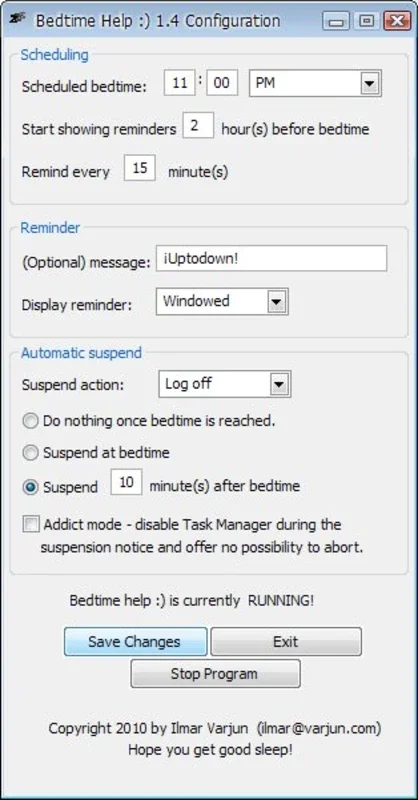 Bedtime Help for Windows - A Free Tool to Help You Go to Bed