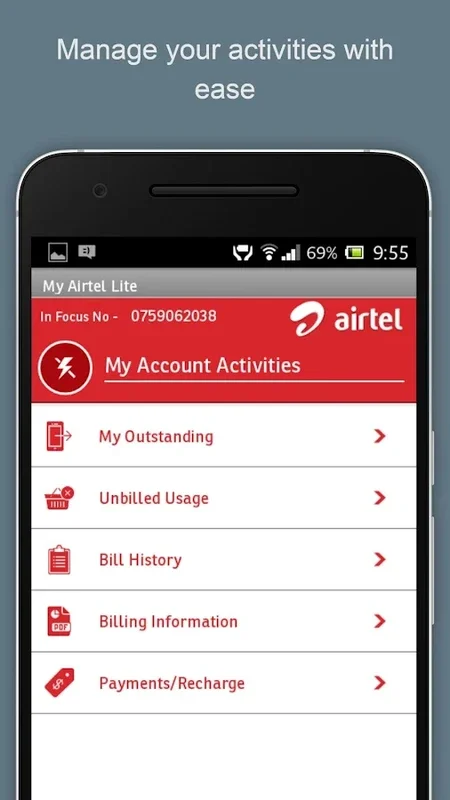 My Airtel Lite for Android - Convenient Services App