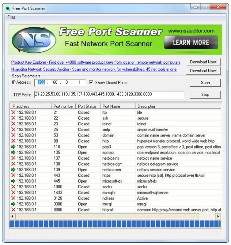 FreePortScanner for Windows - Scan Ports Easily