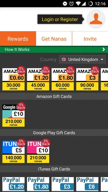 AppNana for Android - Earn Gift Vouchers