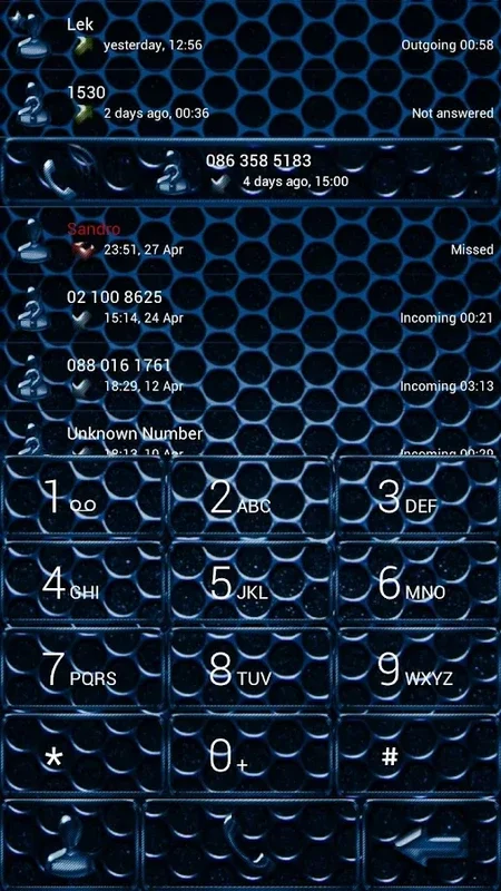 exDialer Carbon Metal Blue Theme for Android - Stylish Upgrade