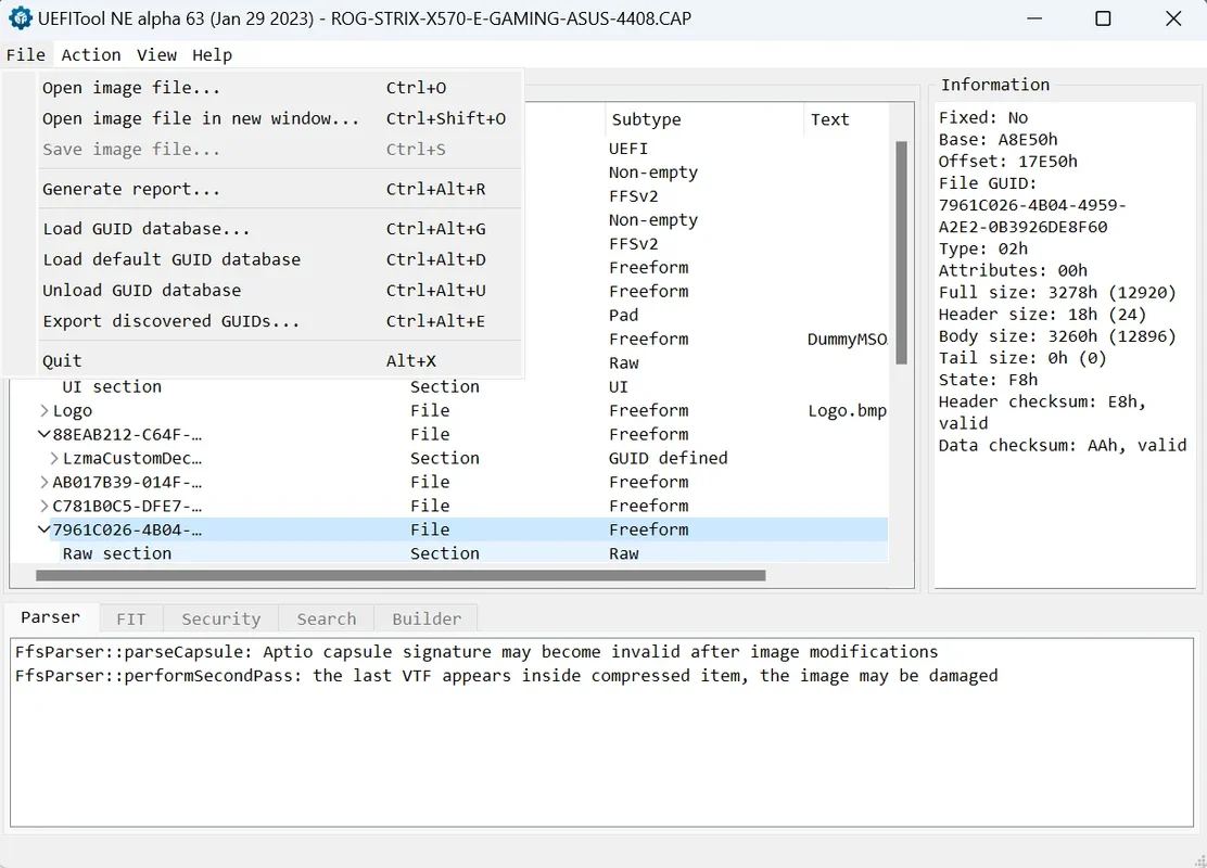 UEFITool for Mac: Edit BIOS and UEFI Images