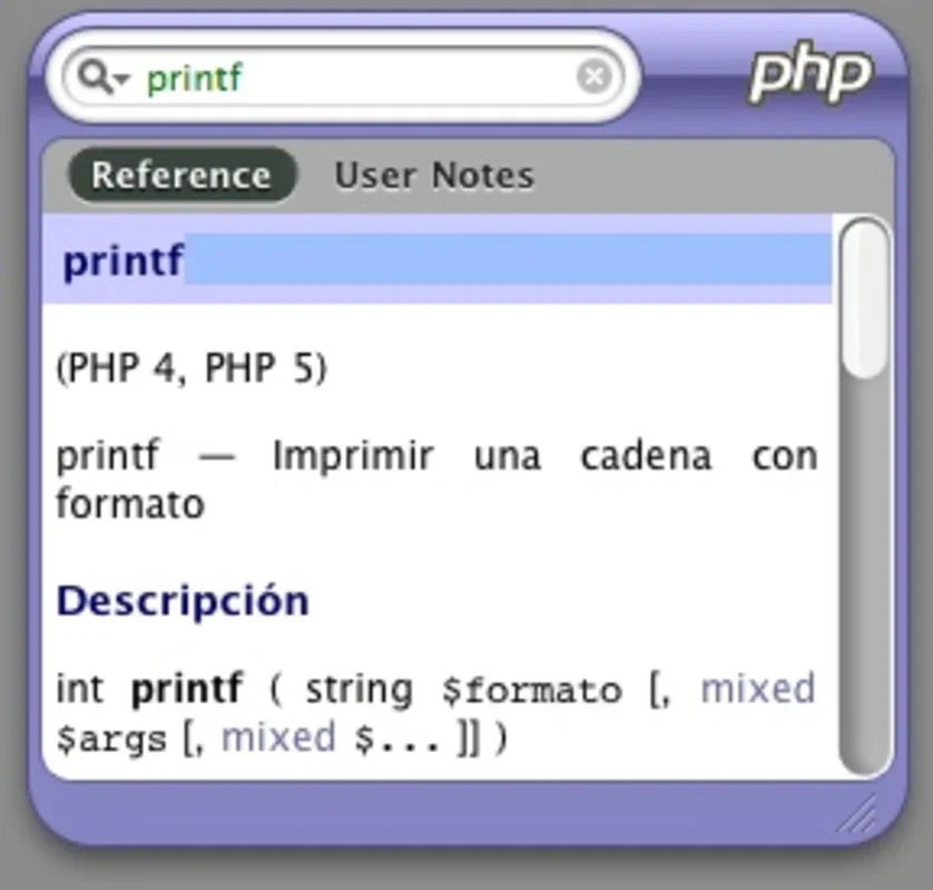 PHPQuickReference Widget for Mac: Handy PHP Reference