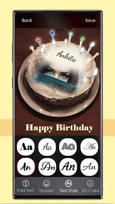 Name photo on birthday cake for Android - Personalize Cakes