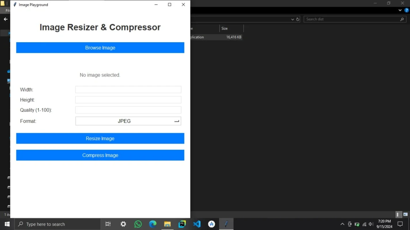 Image Playground: Fast Offline Image Compression for Windows