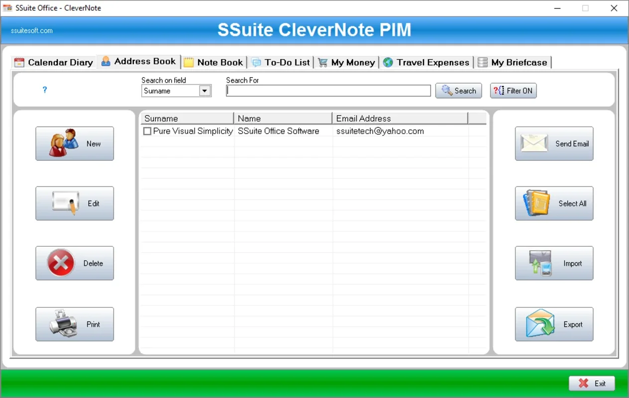 SSuite CleverNote PIM for Windows - Organize Your Life