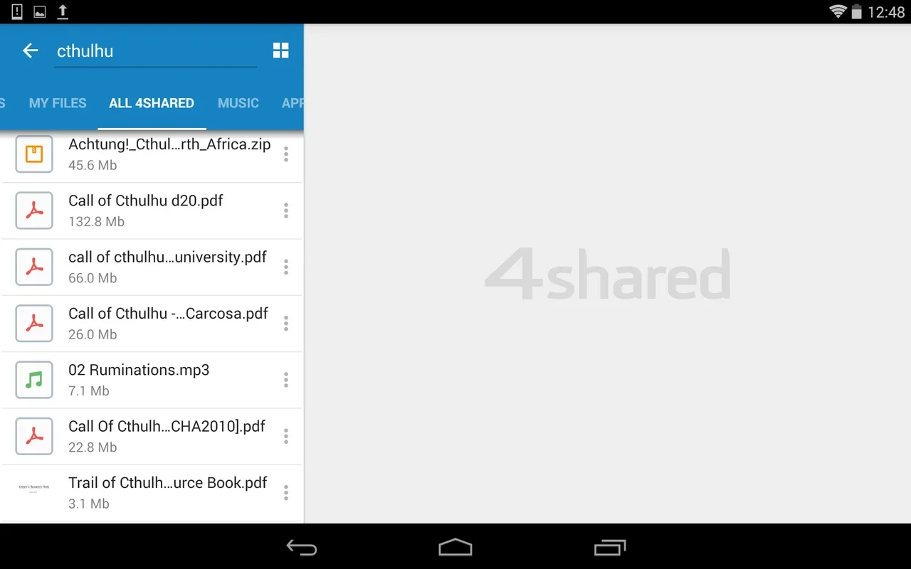 4Shared Premium for Android - Manage Files on 4Shared with a Premium Account