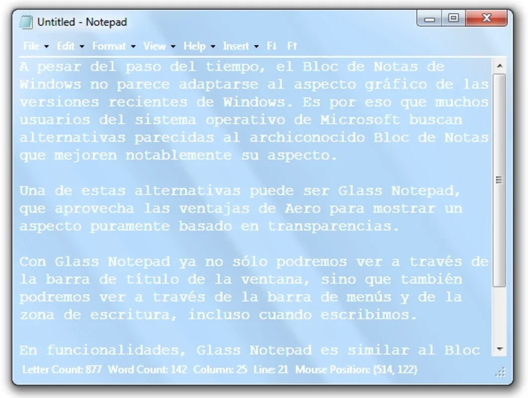 Glass Notepad for Windows - A Transparent Upgrade