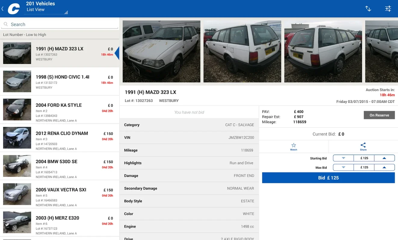 Copart for Android - A Vast Vehicle Auction Platform