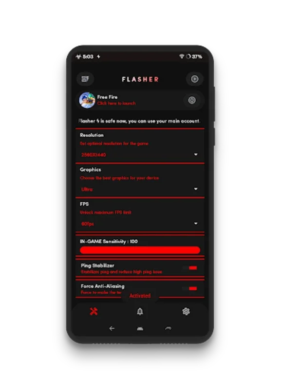 Flasher - GFX Tool For FF for Android - Boost Gaming