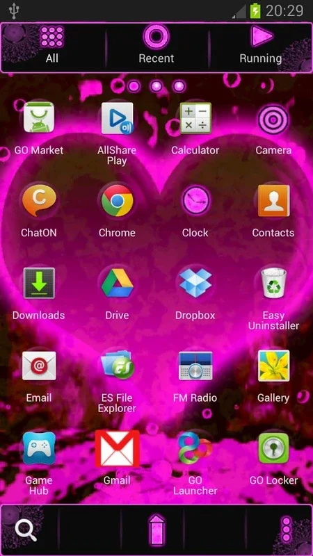 GO Launcher EX Hearts Theme for Android - Romantic Interface