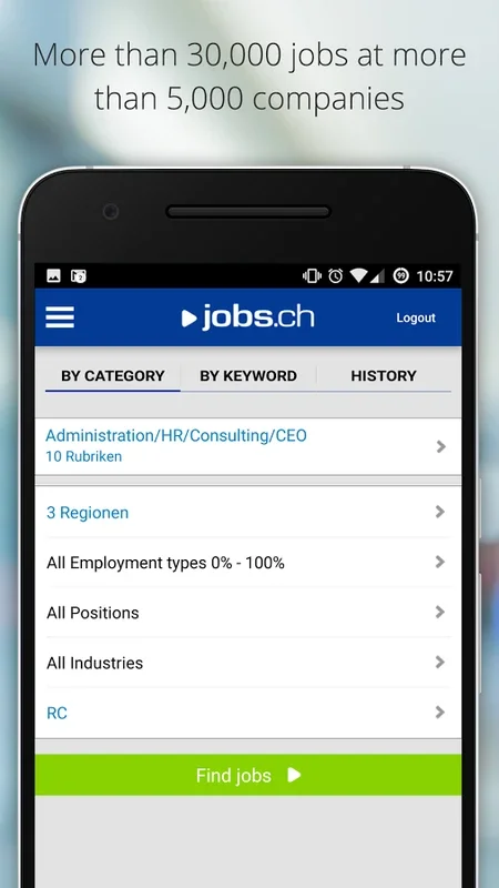 Jobs.ch for Android - Swiss Job Search App with 60,000+ Listings