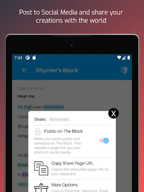 Rhymer for Android - Create and Store Lyrics Anytime