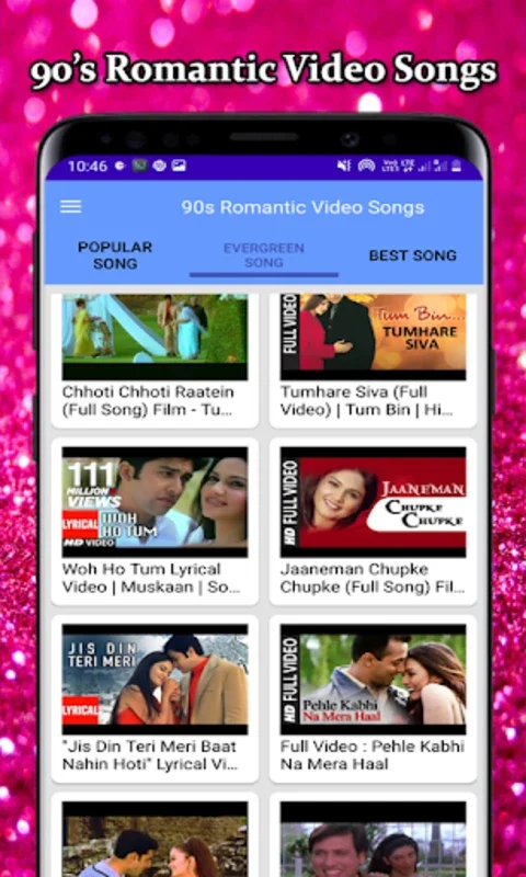 90's Hindi HD Video Songs for Android - Enjoy HD Bollywood Hits